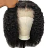 Brasiliansk Virgin Human Hair Wig 13 * 4 Lace Front Black Färg Pre Plucked Natural Hairline Bleach Knot Water Wave Curly