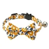 Katthalsar leder krage med n￤sduk Bell Summer Floral Kitten Bow Tie Justerbar s￤ker utbrott CLASP Puppy Necklace Pet