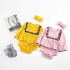 Barn Baby Kläder Bomull Jumpsuit Romper Klä upp Koreansk Born Boy And Girl Rompers O-Neck Cloth 210702
