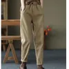 Women's Pants & Capris Autumn Winter Thick Cotton Casual Women Elastic Waist Plus Cashmere Harem Long Laies Vintage Velvet Trousers Beige