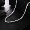 Ketten 4MM Breite!! Echt 100% 925 Sterling Silber Männer Seil Kette Mode Unisex Party Hochzeit Geschenk Halskette Schmuck