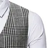 Gilets pour hommes pour hommes Slim Fit col en V Plaid costume à simple boutonnage gilet haut décontracté sans manches veste d'affaires formelle