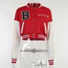 Patchwork bijgesneden honkbaljack Varsity dames herfst winter jaren 90 casual oversized modejas 211025