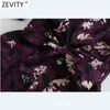 Women Vintage Stand Collar Flower Print Bow Sashes Midi Dress Female Pleats Puff Sleeve Casual Slim A Line Vestido DS4827 210420