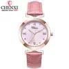 Chenxi Mode Dames Horloges Dames Quartz Horloge Lederen Lederen Band Rhinestones Quartz-Watch Vrouw Casual Gold Horloges Q0524