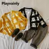 Korean Style Autumn Boys Girls Sweater Coat Cartoon Bear Print Long Sleeves Cardigan Jackets Kids Casual Clothes E351 211106