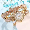 Genève Märke Kvinnor Armband Klockor Ladies Love Leather Strap Rhinestone Quartz Armbandsur Luxury Fashion Girl Clock