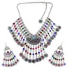 Ohrringe Halskette Türkisch Silber Farbe Münze Quaste Bib Statement Ohrring Sets Für Frauen Afghan Gypsy Strass Schmuck Set