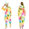 Inverno Donna Uomo Unisex Adulto Cartoon Onesies Pigiama animale Unicornio Unicorno Flanella Camicia da notte Sleepwear Tute intere