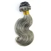 Corps gris courte vague de cheveux humains tissage paquets en argent extension de cheveux gris sel et poivre forts naturels tâches 120g / paquet 10 pouces chaudes