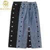 Brede been jeans vrouwen liefde afdrukken vintage harajuku losse casual denim broek lente straat hoge taille vrouw broek 210506