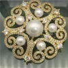 Pins, Brooches Wholesale Good Austria Zircon Inlay 5-7mm FW Quality White Pearl Brooch Scarf Clips Breastpin Pendant