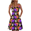 Women's Swimwear Robe Halloween Costume Party Dresses Women Sleeveless Round Neck Pumpkin Printed Dress Clubwear Elegant Vestidos Female