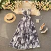 Summer Sexy Women Spaghetti Strap Backless Strapless Long Dress Casual Floral Print Split Beach Fairy 210423