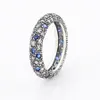 925 Sterling Silver Midnight Blue Cosmic Stars CZ Pietre Anello Fit Pandora Style Jewelry Engagement Wedding Lovers Anello di moda Anello per le donne
