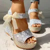 여성 패션 여름 플랫폼 웨지 샌들 발목 스트랩 물고기 입 Espadrilles 샌들 Sandalias Femininas Sandalen Sandales H1126