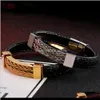 Tennis Jewelrywrap Bracelet For Man Fashion Gold Stainless Steel Bracelets Mens Jewelry Braided Genuine Leather Boyfriend Gifts Drop Delivery