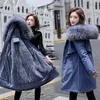 Mode 6XL DrawString Zipper Bomull Liner Vinterjacka Kvinnor Varm Mid-Long Hooded Parka Slim Ladies Chic Velvet Coat 211013