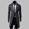 Fashion Trench Coat Men Long Coat Winter Famous Brand Mens Overcoat Double-Breasted Slim Fit Men Trench Coat Plus Size 211011