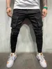 Czarny Rowerzysta Cargo Jeans Mężczyźni Multi-Pocket Slim Fit Joggers Spodnie Mężczyzna Ripped Hole Motocykl Streetwear Dżinsowy Ołówek Spodnie 210716
