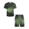 Mäns Tracksuits 2021 Summer Suit T-shirt Strand Kortärmad / Kort Två Piece Set 3D Anime Whirlpool Stor Storlek Utomhus Fitness Running