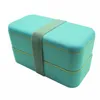 점심 상자 일본 벤토 밀 짚 분해성 소재 더블 레이어 조합 휴대용 식품 컨테이너 보관 210423