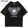 T-shirt da uomo con testa d'orso creativa T-shirt a maniche corte Hip Hop Cotone oversize Casual Harajuku Streetwear Top Magliette Abbigliamento uomo 210601