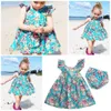 子供の女の女の子の夏の袖なしの花プリントプリンセスドレスファッションビーチチドレンスカートとパンティー80cm-110cm