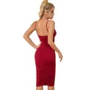 Casual Dresses Sexig öppen baksida lång smal hängklänning Kvinnor Kvinnor Summer 2022 Beach Ladies Girl Elegance Party Red