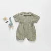 Sommar romer bomull kortärmad jumpsuit född tjej kläder 210702