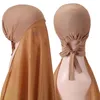 Ny populär bubbla solider färg tung chiffong hijab med motorhuvud elastisk rep gratis användning stil gratis användning sjalar