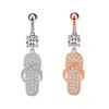 316L Stainless Steel Dangle Slipper Belly Button Rings Zircon Inlaid Navel Barbell Women Body Piercing Jewelry