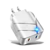 Caricabatterie rapidi universali USB QC30 Dual Ports 9V 2A LED Adattatore di alimentazione a ricarica rapida Caricatore da muro da viaggio per casa con pacchetto di vendita 8063982