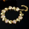Cwzyrcony Wysokiej Jakości Micro Pave Cyrkonia Afryki 585 Żółty Złoty Miłość Kształt Serca Panie Bransoletki Biżuteria Prezent CB202