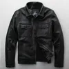 Men's Leather & Faux Jacket Men Korean Vintage Genuine Coat Real Cow Jackets Streetwear Motorcycle Black YY483