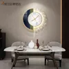 MEISD 35センチホワイトフェザー装飾的な壁掛け時計モダンな羽毛壁を見る創造的なリビングルームの家の装飾ホルロゲ211110
