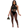 ZOctuo Sexy Club Party Dames Set Mesh See Hoewel Tops Sweatpant Jogger Pak Trainingspak Uitsnede Broek 2 Stks Matching Set Outfit Y0625