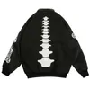 SpringAutumn Embroid Letter Mäns Bomber Jacka Unisex Kvinnors Boyfriend Style Baseball Coat Varsity Street Chic Black 220301