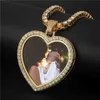 Custom Necklace&Pendant Men Iced Out Cubic Zircon Copper Tennis Chain Photo Necklaces Heart Shape Medallions Hip Hop Jewelry X0509