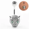 925 Sterling Zilveren Belly Button Ring Mode Luipaard Stijl CZ Navel Piercing Body Sieraden