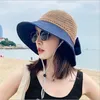 Fabriksversion Kvinnors Bucket Koreanska Splicing Tunna Cut Fisherman Out Bow Sun Protection Round Wide Brim Summer Hat