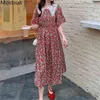 Plus Size Floral Printed Vintage Women Dress Summer Short Sleeve Peter Pan Collar A-line Korean Elegant Ladies Midi Vestido 210513