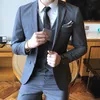 Men's Suits & Blazers 2021Jacket+vest+pants Long-term Stock Two-button Suit Korean Style Slim Three-piece Men