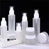 20ml 30ml 40ml 60ml 80ml 100ml 120ml Frosted Glass Cosmetic Bottle Face Cream Jar Refillable Empty Pump Bottles Lotion Spray Cosmetics Sample Storage Containers