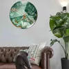 Acrylic Marble Pattern Minimalist Style Wall Adhesive Clock Metal Needle Silent Clock Mechanism Modern Living Room Home Decor H1230