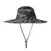 One Pc Outdoor Print Folding Fisherman Cap With Chin String Hats