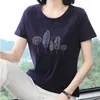 Sequined T-Shirt Female Summer Tops Embroidery Cotton T Women Casual Plus Size Tshirt Short Sleeve Tee Femme 210615