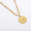 Stainless Steel Gold Ladies Delicate Women Coin Disc Pendant Necklace Fashion Jewelry Gift For Him With Chain Chains