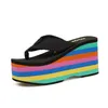 Slippers Fashion Sexy Summer Rainbow Platform Sandals Ultra High Flip Flops For Women Shoes Pantoufle Femme Pantuflas De Mujer