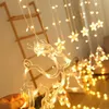 文字列クリスマスライトツリーエルクランプストリング妖精ガーランドナビダードカーテンルーム装飾年の装飾